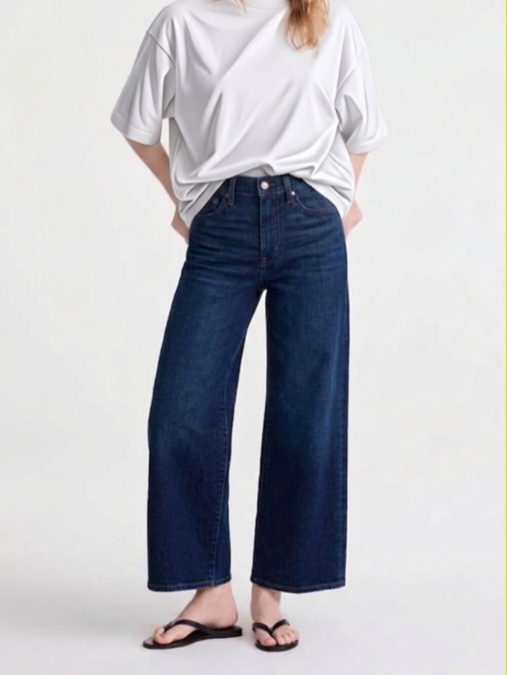 Madewell Jeans Womens 25 Blue Wide Leg Crop High Rise Button Fly Denim